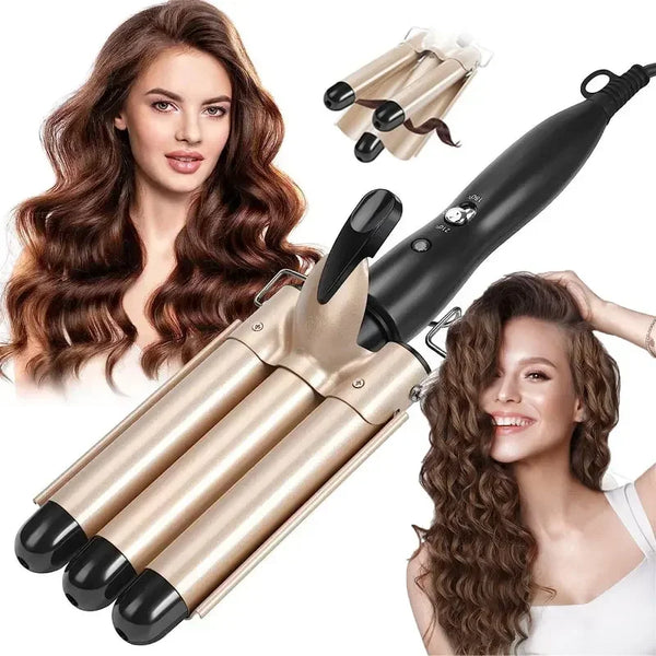 Professional Ceramic Triple Barrel Hair Curling Iron